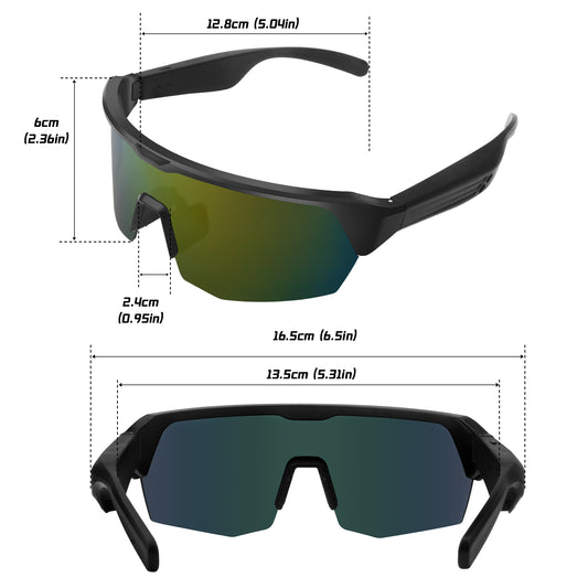Sports Glasses with Bluetooth, Built-in Mic & Speakers, UV Protection Audio Sun Glass for Cycling,Baseball,Fishing, Golf,Mountain Biking,Casual Walk with Music