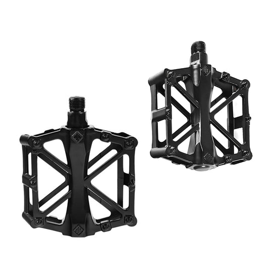 Bike Pedals with Pairs of Feet Strap 16 Anti-Skid Pins 9/16 Inch Lightweight Sealed Bearings Wide Platform Pedals for Electric Bike