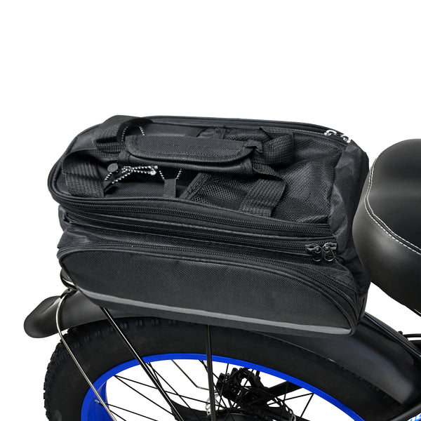 Rear Electric Bike Rack Bag with Waterproof Rain Cover Carrier Backseat 13LStorage Luggage Saddle E Bike Bag Cycling Pannier Trunk Carrier with Reflector&Adjustable Cord for E-Bike Commuter