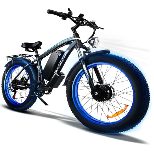 BAOLUJIE Dual Drive 2000W Mountain Electric Bicycle for Adults Blue