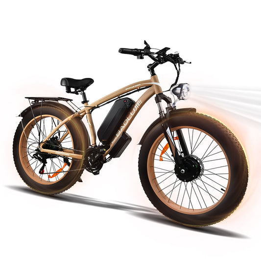 BAOLUJIE Dual Drive 2000W Mountain Electric Bicycle for Adults Khaki