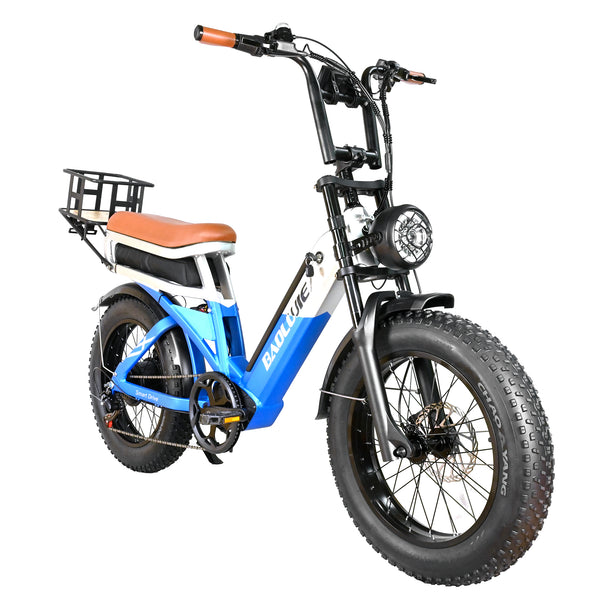 BAOLUJIE 2000W Dual Motor Retro Electric Bicycle E-bike Lockable Suspension Blue