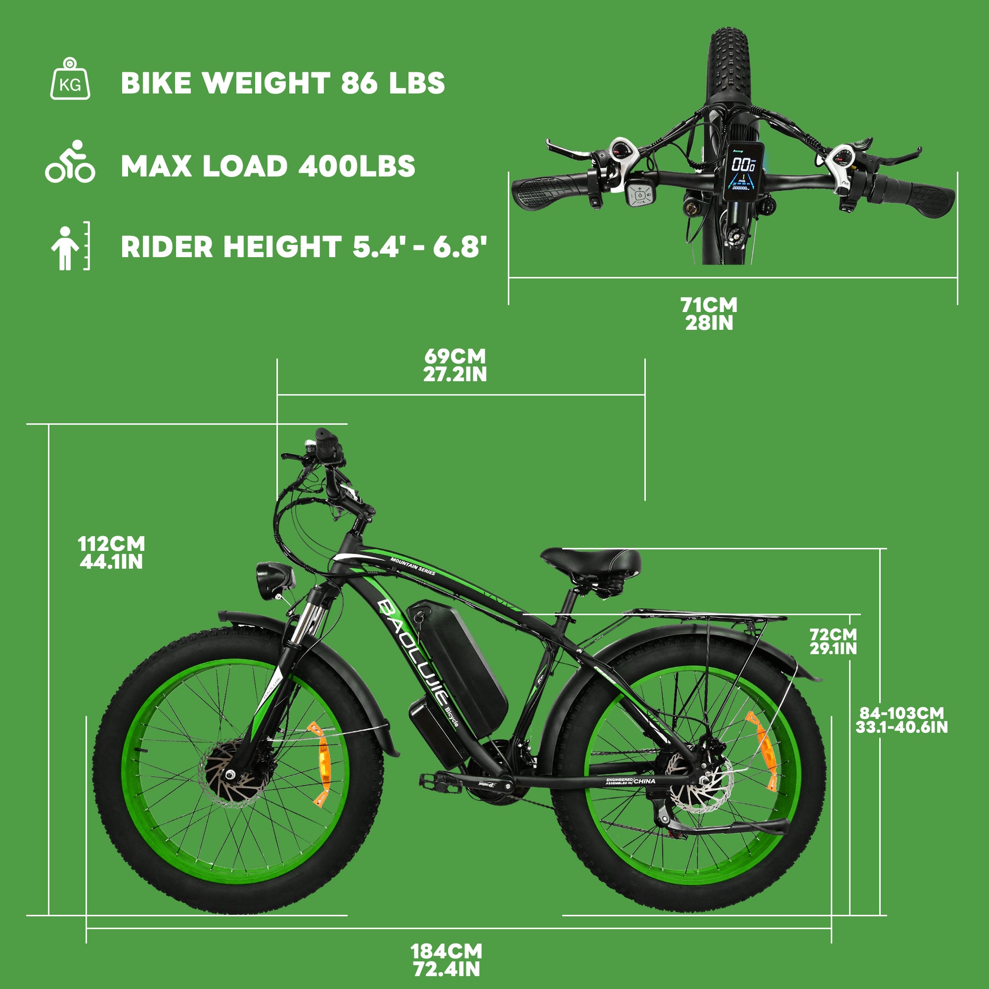 BAOLUJIE 2602 Dual Drive 2000W Mountain Electric Bike